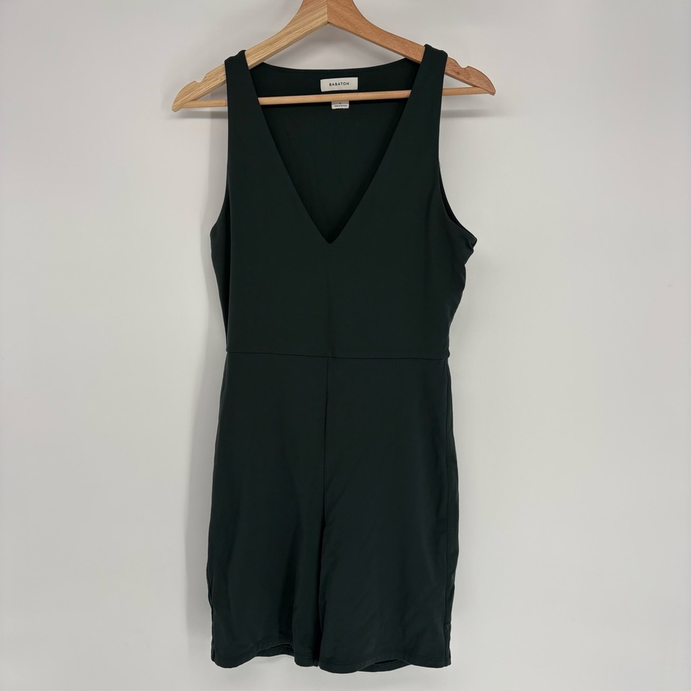 BABATON Aritzia Green Romper Soft Contour V neck